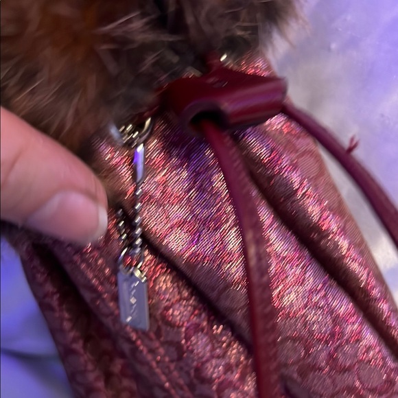 Coach Burgundy Fur-Trimmed vintage 1976 Women's wristlet - Picture 6 of 12